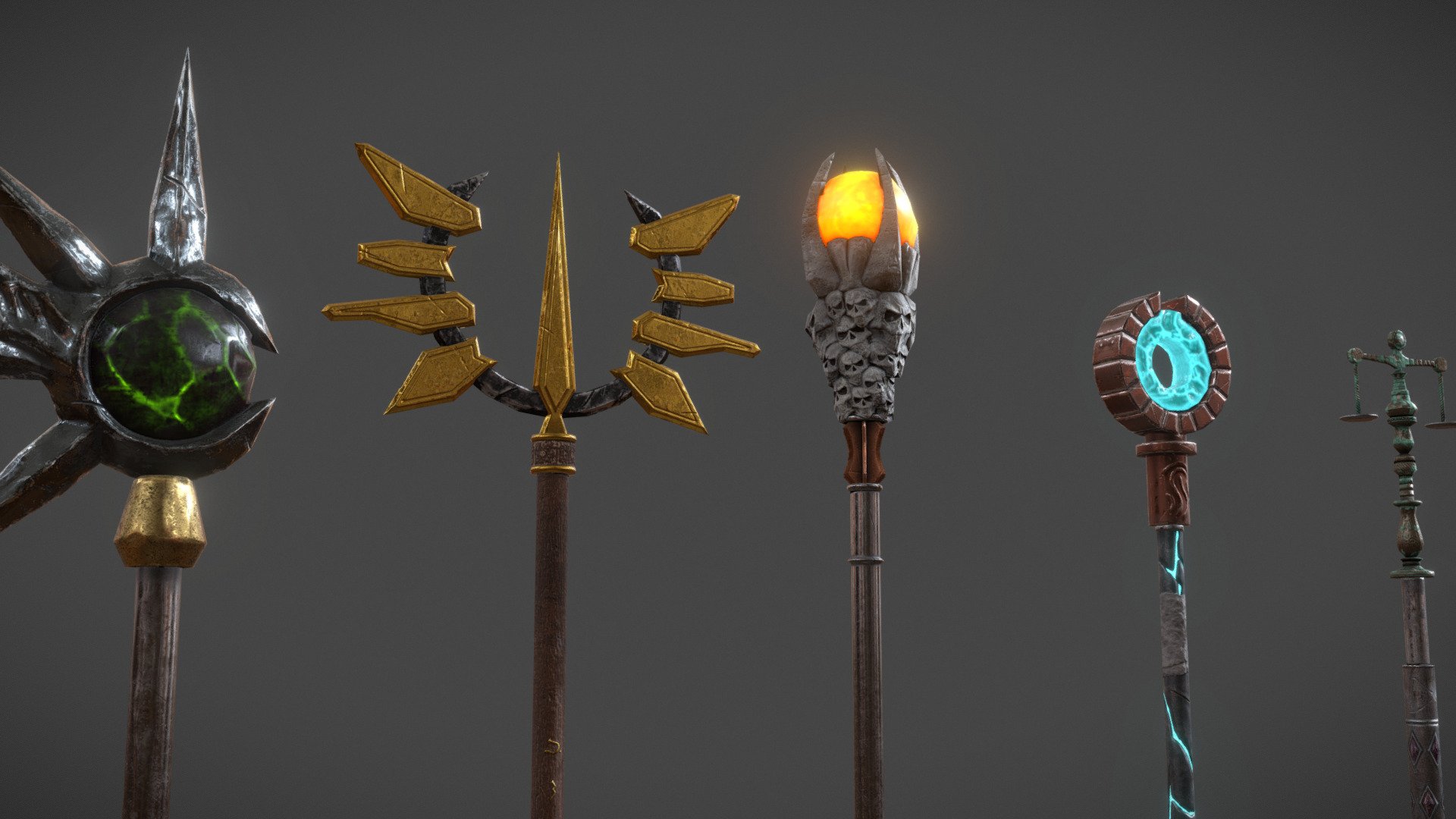 5 Fantasy Stylish Staff - PBR- Low Poly

This model content 5 Fantasy Stylish Staff- Including Unlit TGA texture in the asset




The tallest staff is 203 cm and the shortest is 183 cm

Triangle count of this asset from 1490 to  1256

Texture is 1024 x 512 for each assets

Including RMA (Roughness, Metaliness, AO) map for optimization

Polycount is perfect for third person weapon or lot of enemy holding the weapon

Normal map format is DirectX (-Y)

Texture type-
* Albedo
* Normal
* Roughness
* Metalness
* AO
* Emissive
* Diffuse only/ Unlit

File Format: FBX, OBJ, TGA

This assets can be used for any project including game, movie, novel graphic, advertisement, personel project and etc. You may not resell or distribute any content of the asset - 5 Fantasy Stylish Staff - Buy Royalty Free 3D model by RavenLoh 3d model