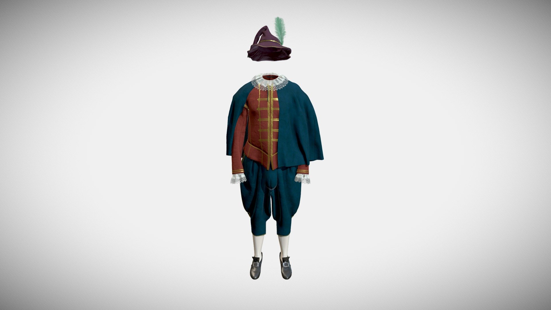 The 3D model presents a digital look of a historical costume from a Russian lubok print “Farnos i Pigasia” dating to the 18th century. The costume was made for a theatrical performance «Indecent is decent» (Ivanovo State Museum of Local History named after D.G. Burylin, October 30, 2019 – March 1, 2020, http://xn&ndash;80ablhhepdp1a2ae9h.xn&ndash;p1ai/). The 3D reconstruction was made by using historical block patterns, 2D scans of textile materials and 3d scans of contemporary actors. Anthroscan, Clo3D, SubstancePainter and Unreal Engine 4 software programs were applied. A video presentation of the 3D model is available at https://youtube.com/playlist?list=PLCTQCzEpoeLuo_6RFLyIWZcO8f-c0LcaM&amp;feature=shared

The authors of the 3D model are Mariia Moskvina and Aleksei Moskvin (Saint Petersburg State University of Industrial Technologies and Design)

The authors thanks Victor Kuzmichev for his valuable contribution to the reconstruction 3d model