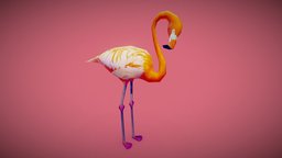 LowPoly Flamingo bird, flamingo, lowpoly-3dsmax, handpainted, 3dsmax, lowpoly, hand-painted