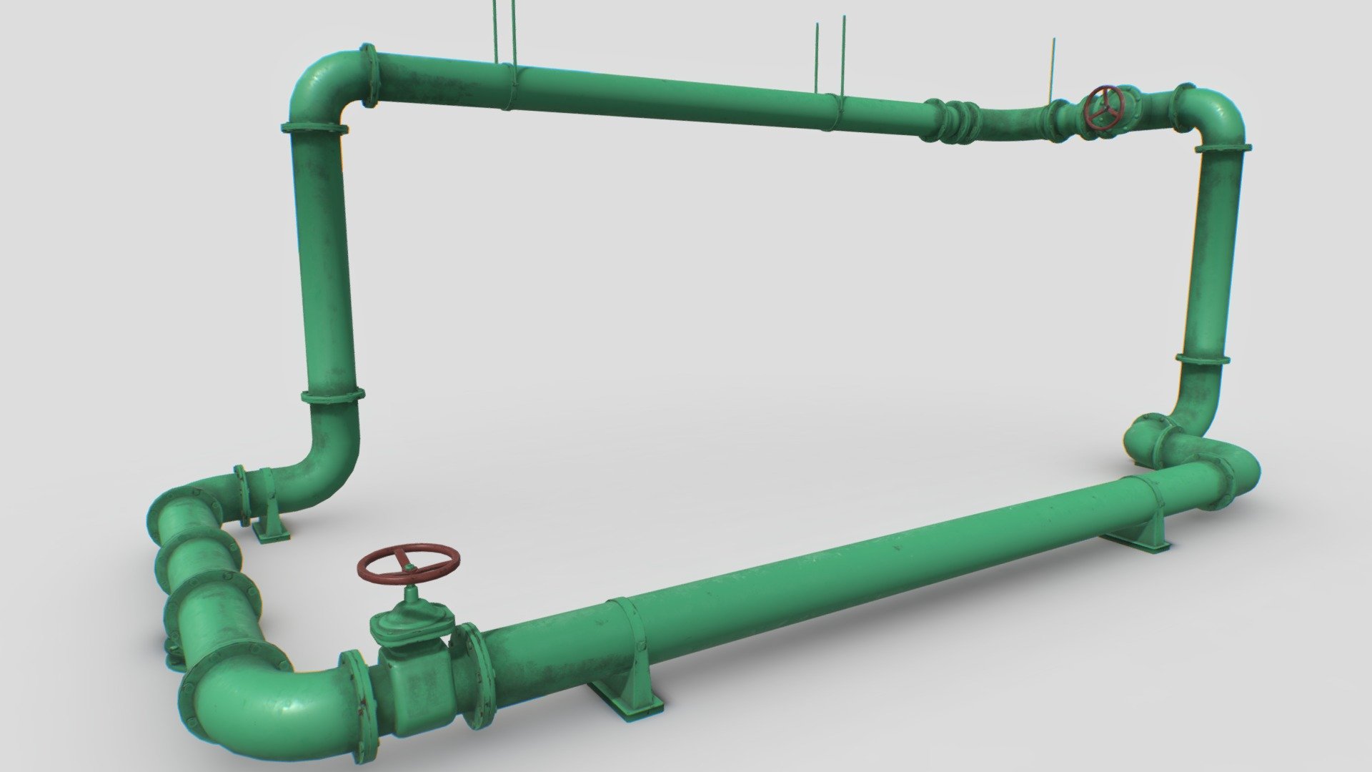 Pack of industrial pipes. 22 pieces including wall supports and 2 valves.

2 Sets of PBR textures, one 4096px and one 2046px for small pieces including albedo, normal, ao, roughness and metalness.

Real world scale. Scene object included for example.

Total of 26000 faces and 26000 tris (all pieces).

Comes with LODs for the complex pieces.

LOD0- 3500

LOD1- 2500

LOD2- 1700

LOD3- 1000 - Modular pipes pack 3 - Buy Royalty Free 3D model by 32cm 3d model