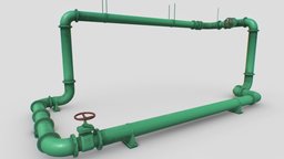 Modular pipes pack 3 valve, gas, tube, industry, tubes, pipes, water, piping, pbr, factory, modular