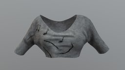 Female Off Shoulder Crop Sweater , fashion, off, girls, top, long, clothes, gray, daily, realistic, real, sleeves, sweater, casual, womens, shoulder, batwing, wear, crop, pbr, low, poly, female