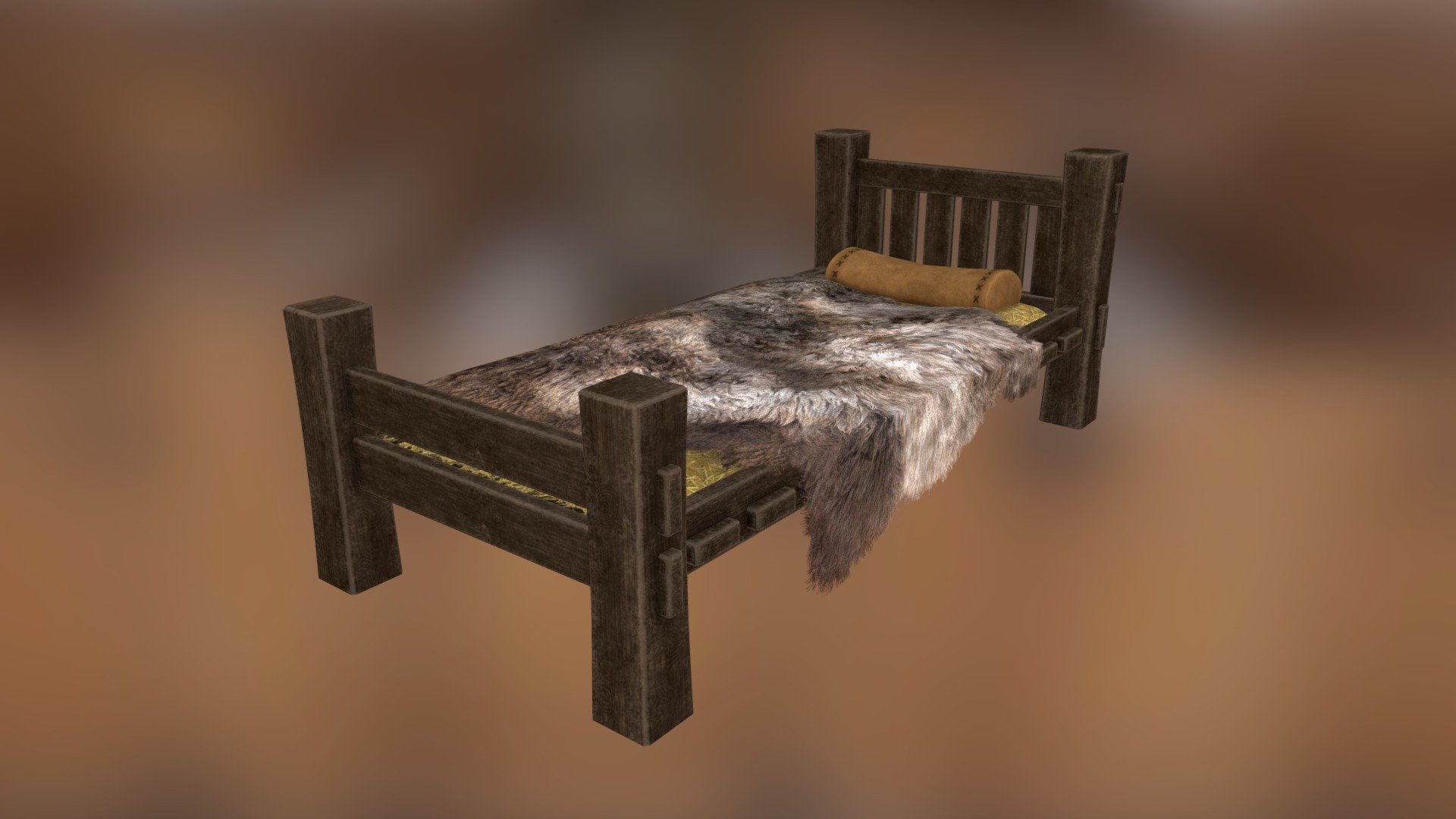 A peasant's bed consisting of old, dark wood. The wood and pillow texturing were done with Substance Painter. Everything else is a combination of photo sourcing and hand painting with Photoshop. I spent way too long on this model, but it's done at last 3d model