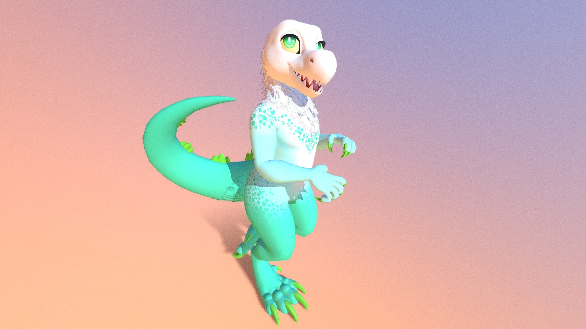 An updated version of the dinosaur avatar I made a while back, with brand new lip sync, eyes, eyelids, and emotes! c:
This one is a pay-to-use version! Included are all of the 4 different texture variants, editable model and texture files (.blend and .psd) and editable icon file, all with named layers.

To buy, please visit: https://www.furaffinity.net/view/37850289/ ! 

For any inquiries about this avatar, you can contact me via telegram @MeeloGoat - Dinosaur Avatar [Updated Version 2020 [$!] - 3D model by Meelo 3d model