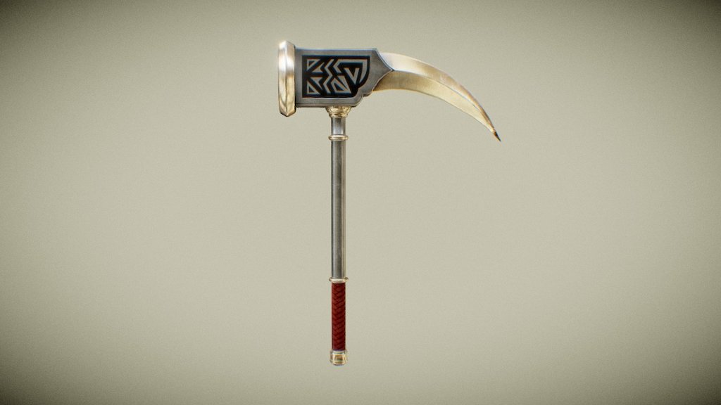 Main Concept:
The Hammer is based on a concept art of a Dwarf Hammer for the indie game Ralin - Dwarf Wars, i've used the concept for exercise purpose.

Original Concept art can be seen on the link below.
http://www.indiedb.com/games/ralin-dwarf-wars/images/concept-art-weapon-hammer


Technical Information:
2052 triangles

- Textures: 4096x4096

.Albedo
.Metalness
.Roughness
.Occlusion
.Heights


Softwares Used:
Autodesk Maya, Substance Painter 3d model