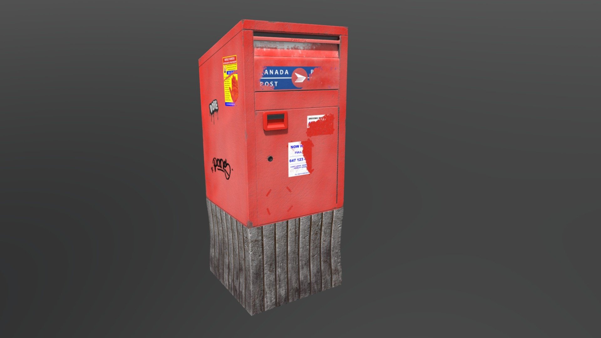 Vandalized Canada Post Mailbox - 3D model by Gurani 3d model