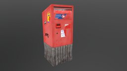 Vandalized Canada Post Mailbox post, canada, mailbox, 3dsmax-lowpoly, substancepainter, substance, photoshop, 3dsmax