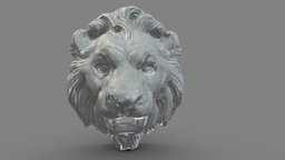 Lion Head 02 Low Poly PBR cat, monument, jewelry, pendant, ready, vr, ar, lion, print, relief, realistic, head, platinum, bas, pendants, asset, game, 3d, art, design, animal, decoration, sculpture, download, ring, gold