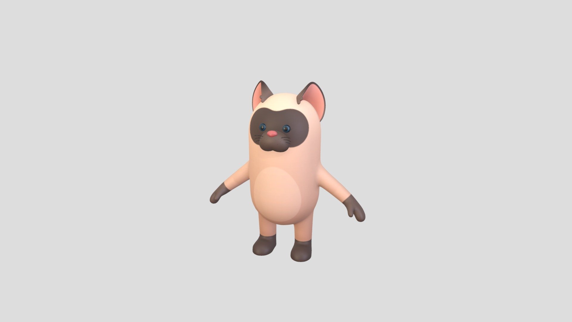 Siamese Cat Character 3d model.      
    


File Format      
 
- 3ds max 2023  
 
- FBX  
 
- OBJ  
    


Clean topology    

No Rig                          

Non-overlapping unwrapped UVs        
 


PNG texture               

2048x2048                


- Base Color                        

- Normal                            

- Roughness                         



2,792 polygons                          

2,916 vertexs                          
 - Siamese Cat Character - Buy Royalty Free 3D model by bariacg 3d model