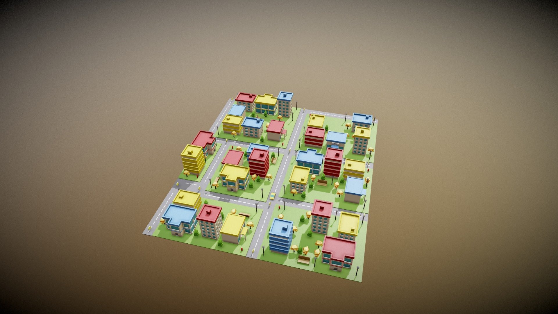City in lowpoly - Lowpoly city - 3D model by Coralie (@Coralie07) 3d model