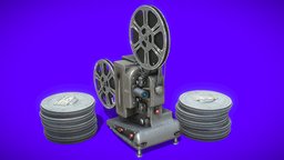 Retro Vintage Movie Projector Set #2 3D Mode dae, cinema, nostalgia, collada