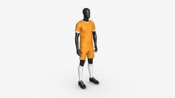 Male Mannequin in Soccer Uniform shirt, football, set, template, shorts, clothes, player, mockup, soccer, boots, mannequin, team, uniform, jersey, wear, 3d, pbr, male, sport, uppers