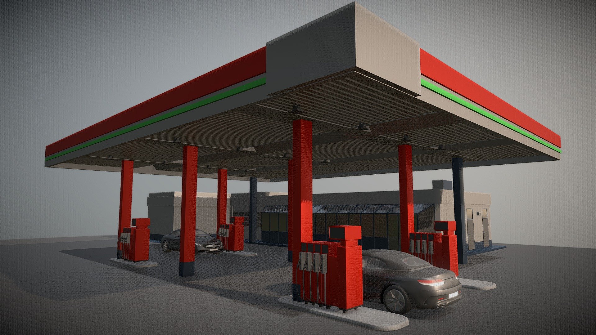 Gas Station Type-2 (WIP-3) - Gas Station Type-2 (WIP-3) - 3D model by VIS-All-3D (@VIS-All) 3d model