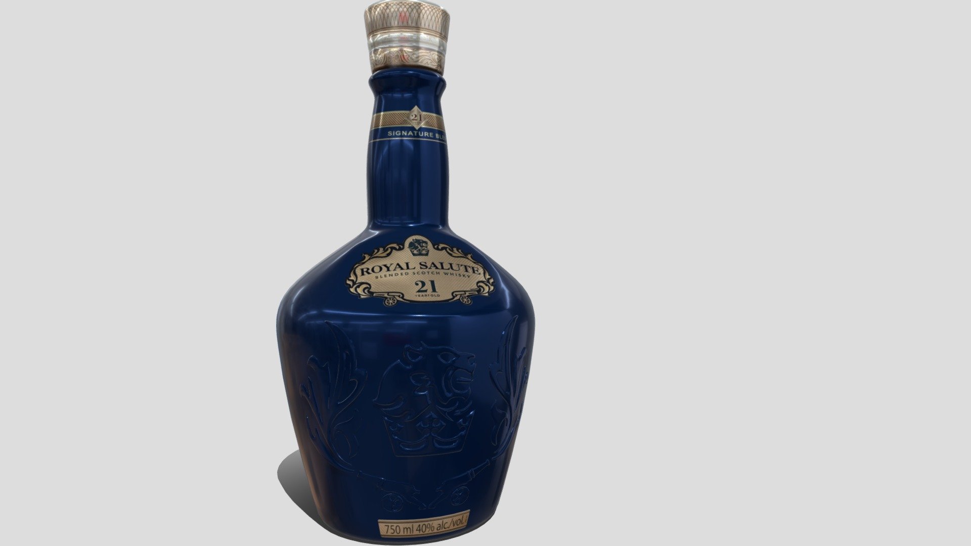 https://www.royalsalute.com - Royal Salute 21 whisky sapphire bottle - Buy Royalty Free 3D model by paperscan 3d model