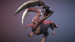 Biochemical Dog dog, fangs, video-games, lowpoly, creature, animal, monster, gamecharacter, zombie
