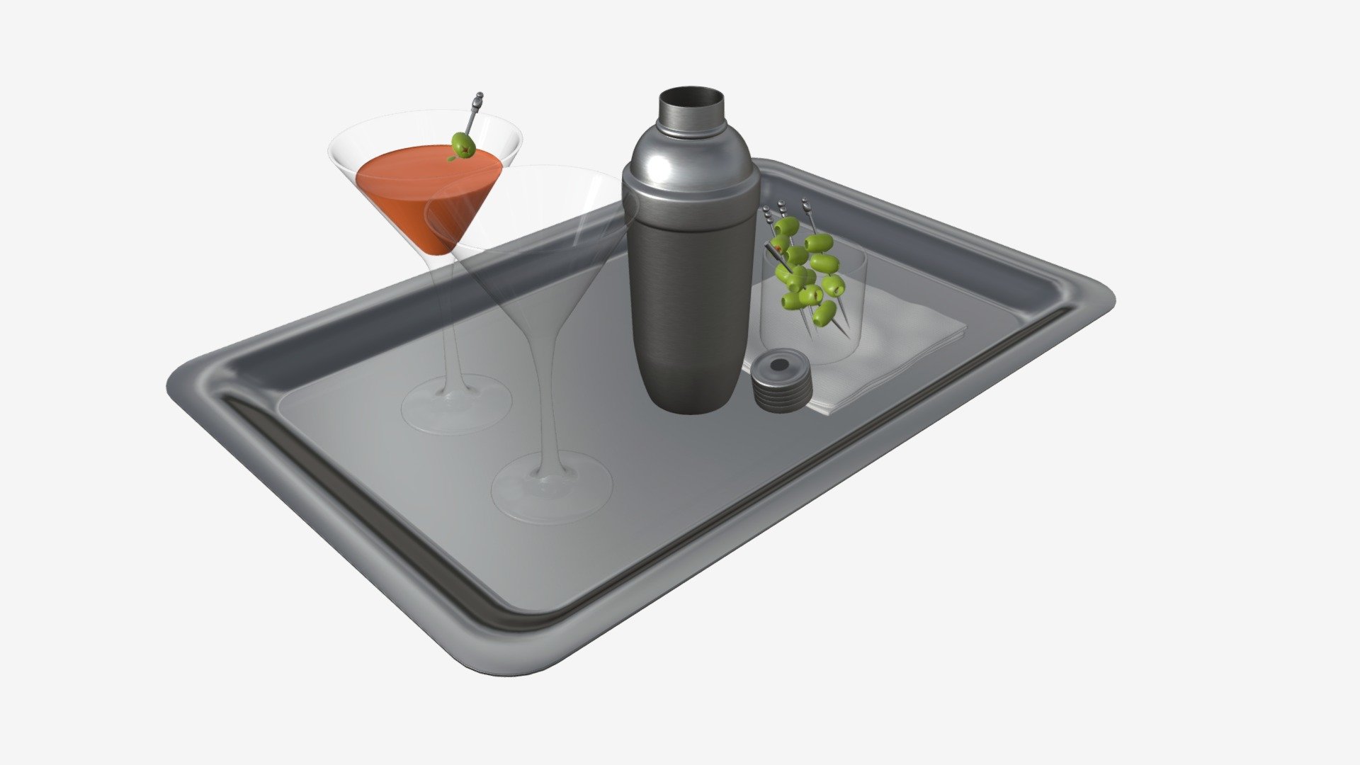 cocktail with shaker on metal plate - Buy Royalty Free 3D model by HQ3DMOD (@AivisAstics) 3d model