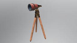 Anamorphic telescope retro, telescope, 19th, old, substancepainter, substance