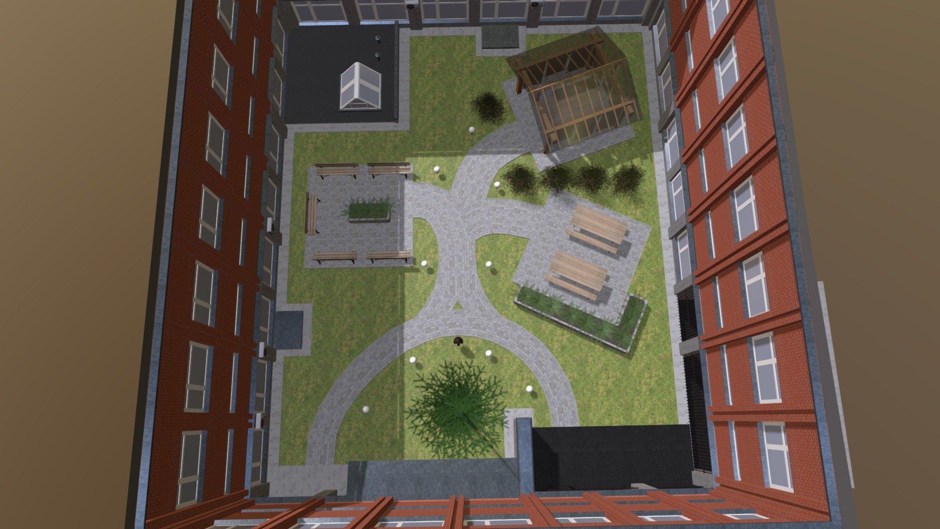 courtyard - Download Free 3D model by GuntarsM 3d model
