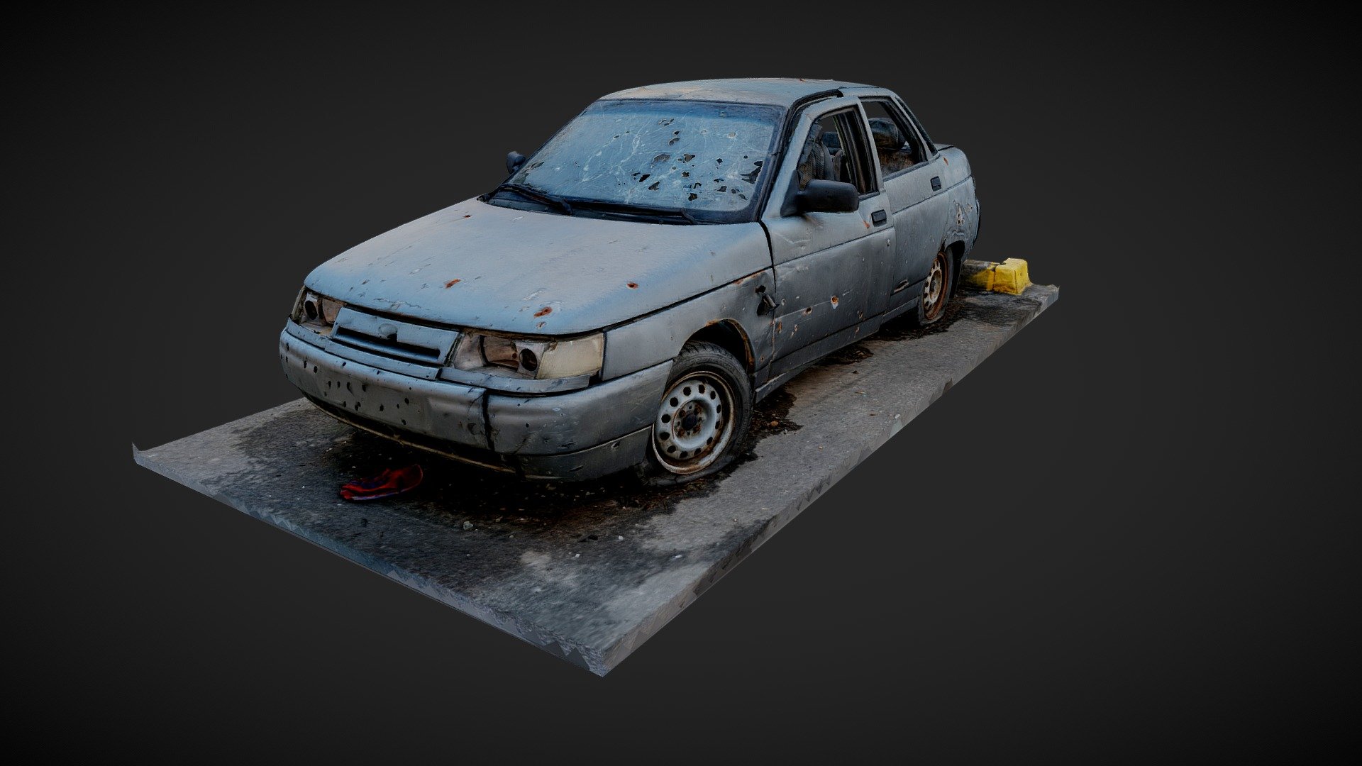 Raw Scan by photogrammetry tech. 8K texture

The car was scanned in the city of Irpin, it was fired upon by Russian troops during the occupation of the western part of the Kyiv region, Ukraine.
 - VAZ 2110 Car Destroyed in War - Kyiv, Ukraine - Buy Royalty Free 3D model by NumoScan 3d model
