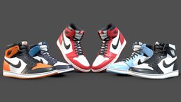 Air Jordan 1 Variety Pack shoe, style, leather, white, high, fashion, foot, nike, footwear, chicago, sole, running, sneaker, jordan, apparel, jumpman, character, low, poly, air, 1, clothing