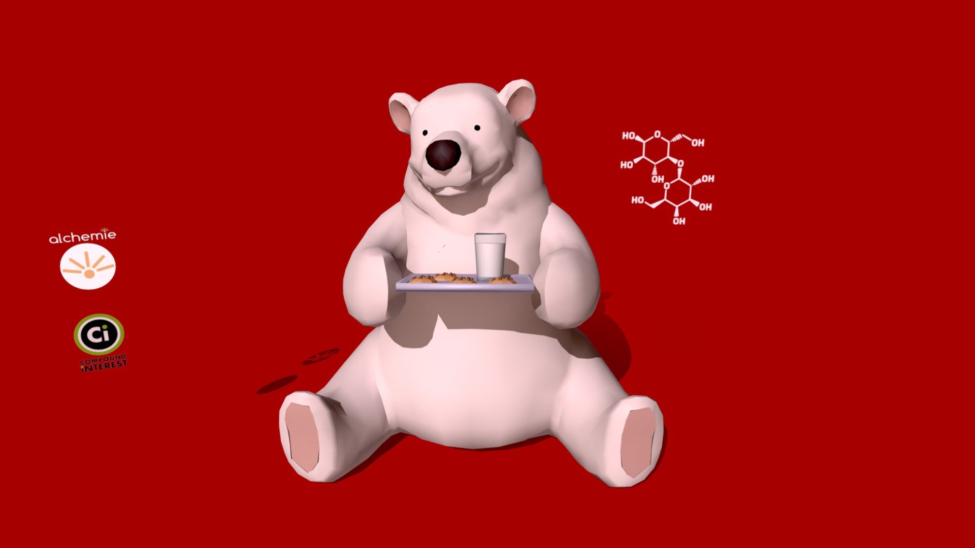 This sweet polar bear has prepared a batch of cookies and milk for Santa Claus! Take a look at the chemistry of what makes milk white.

See more here:
https://www.compoundchem.com/2018/06/02/milk/

See more fun chemistry GIFs here:
https://www.alchem.ie/gifs - Milk and Cookies for Santa - Compound Interest - 3D model by Elijah Sheffield (@ElijahMSheffield) 3d model