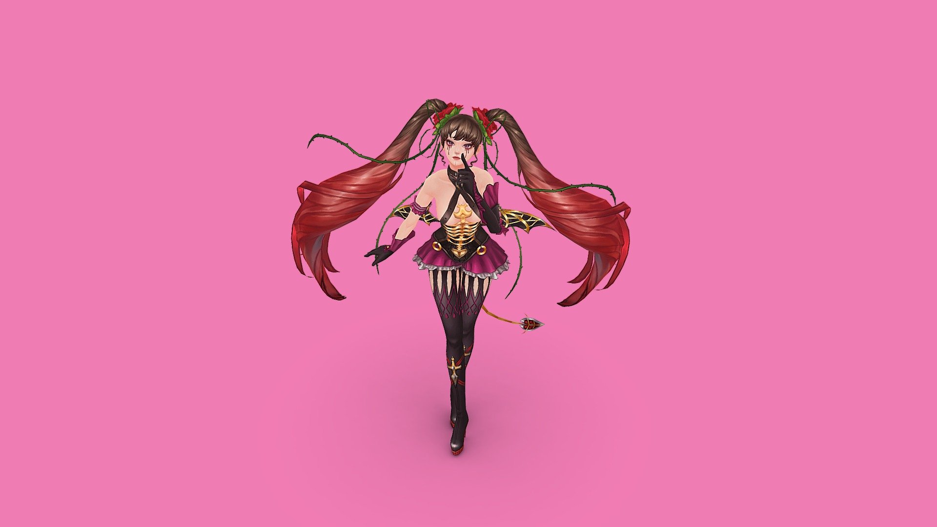 Devil rose girl hanpainted 3d - 3D model by wwwmellowww 3d model