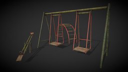 Abandoned Playground abandoned, post-apocalyptic, rusty, swing, dirty, playground, props, old, ussr, ussr-architecture, lowpoly, gameasset, horror, gameready, schoolyard, noai