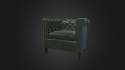 Game-Ready Armchair furniture, props, game-ready, game-asset, low-poly-model
