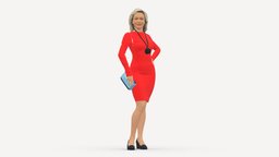 lady in red 1101 red, style, people, fashion, beauty, clothes, dress, miniatures, realistic, woman, character, 3dprint, model