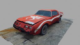 Pontiac Firebird Formula (1974) red, pixar, 3dscan, car