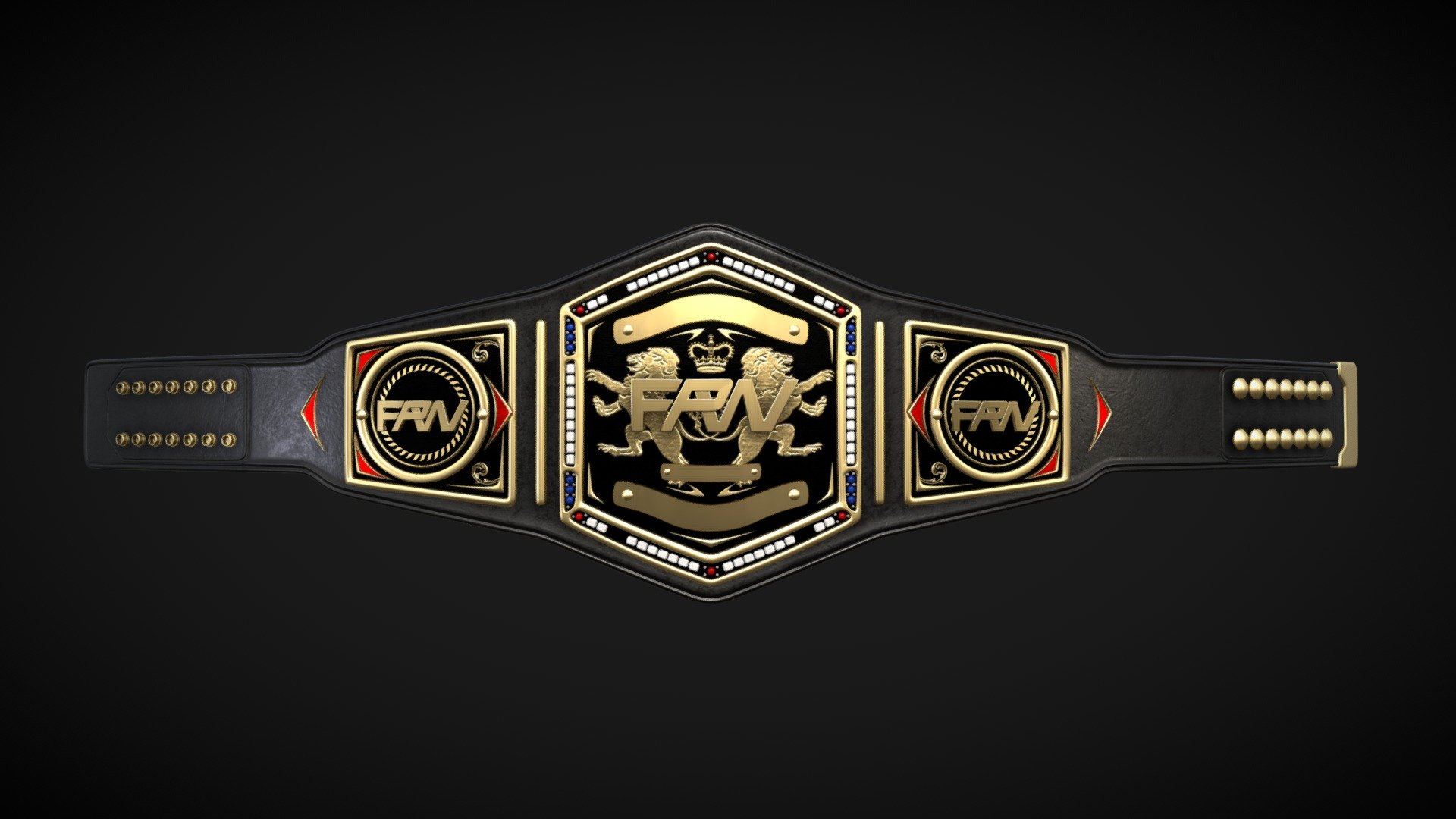 Wrestling champion belt concept. Black and gold with gems.

Made by using Blender and Substance Painter 3d model