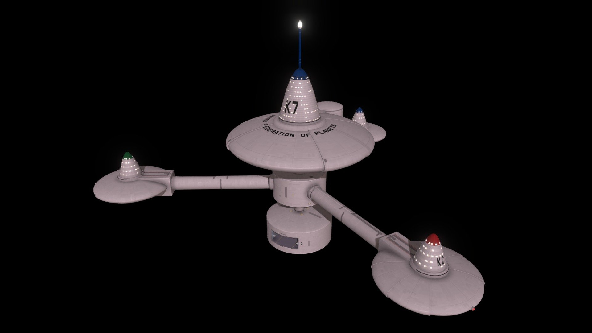 The second version of her that i built. This model represents the K-7 Space Station as seen on the Deep Space Nine episode &ldquo;Trials, and Tribbleations