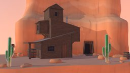 Gold miners home dae, scene, mine, miner, daehowest, daehowest2016-17, handpainted-scene, goldmine, handpainted, low-poly, lowpoly, building, gameart2017