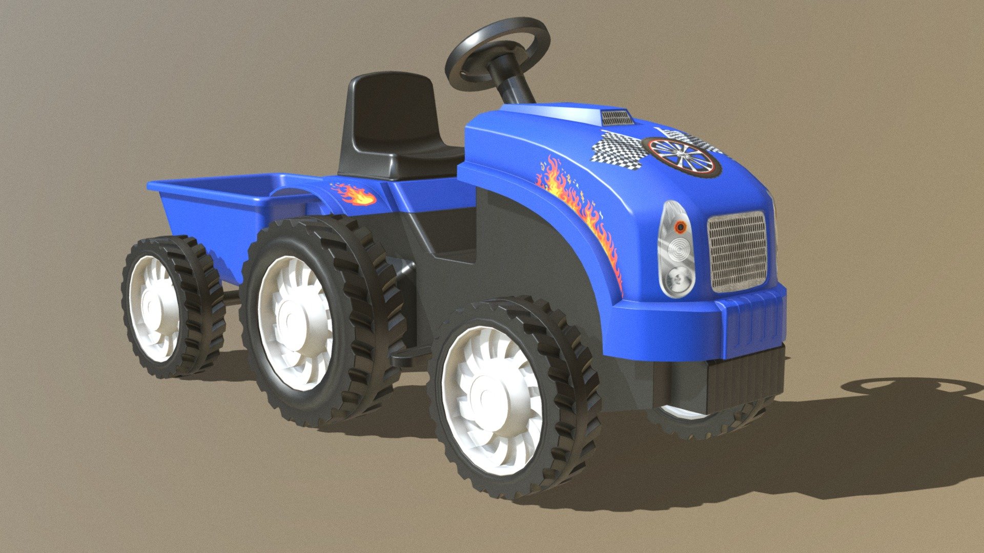 This is a very interesting trailer-car toy for kids

3D Model information:

Game-ready high quality asset (75k triangles)

The model was made in a Low poly workflow 3d model
