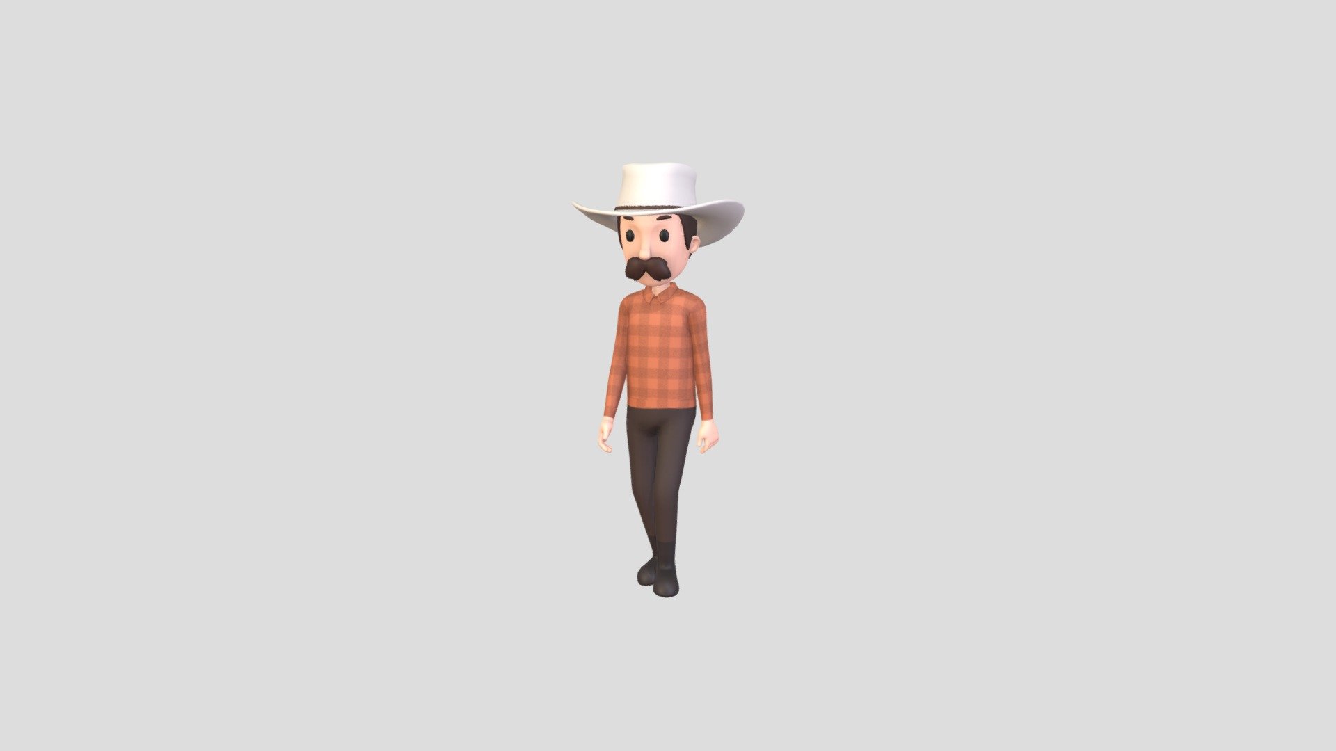 Rigged CowBoy Character 3d model.      
    


File Format      
 
- 3ds max 2021  
 
- FBX  
 
- OBJ  
    


Clean topology    

Rig with CAT in 3ds Max                          

Bone and Weight skin are in fbx file                 

No Facial Rig               

No Animation               

Non-overlapping unwrapped UVs        
 


PNG texture               

2048x2048                


- Base Color                        

- Normal                        

- Roughness                         



8,420 polygons                          

8,368 vertexs                          
 - Character176 Rigged Cowboy - Buy Royalty Free 3D model by BaluCG 3d model