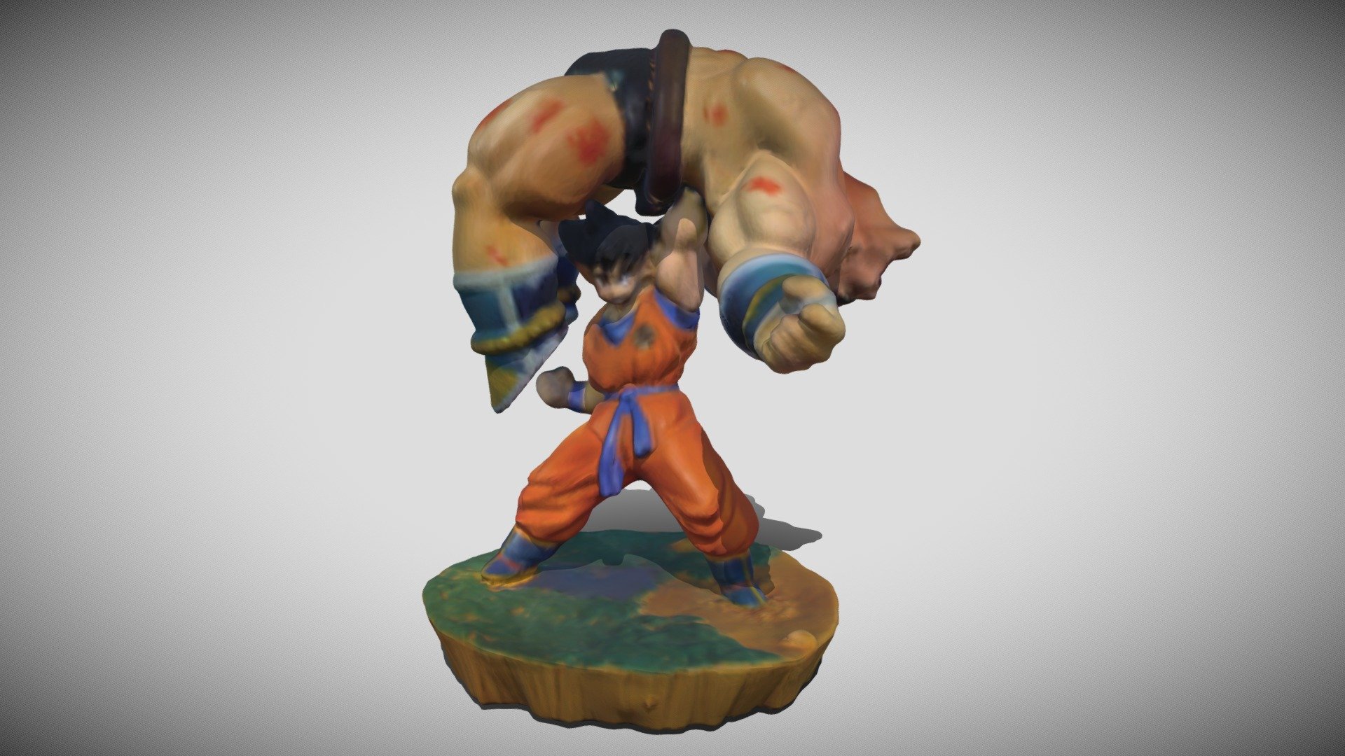 3D-scan of DBZ anime figurine. Goku fighting Nappa. Scanned with Einscan, processed in Zbrush. 3D Printable file included 3d model