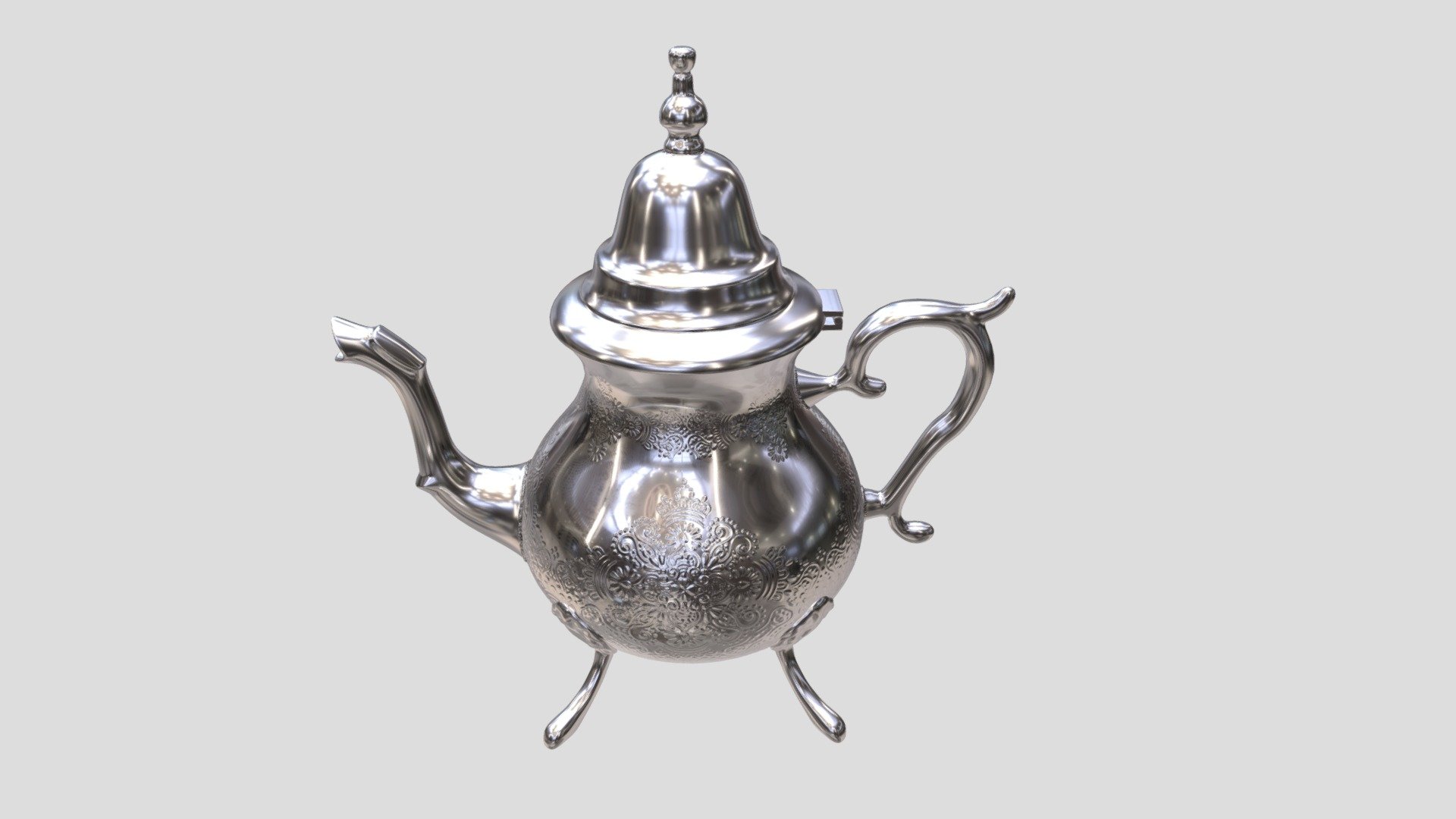 A very nice teapot (Barrad) model inspired from the Moroccan culture in high poly with clean and quad topology 3d model