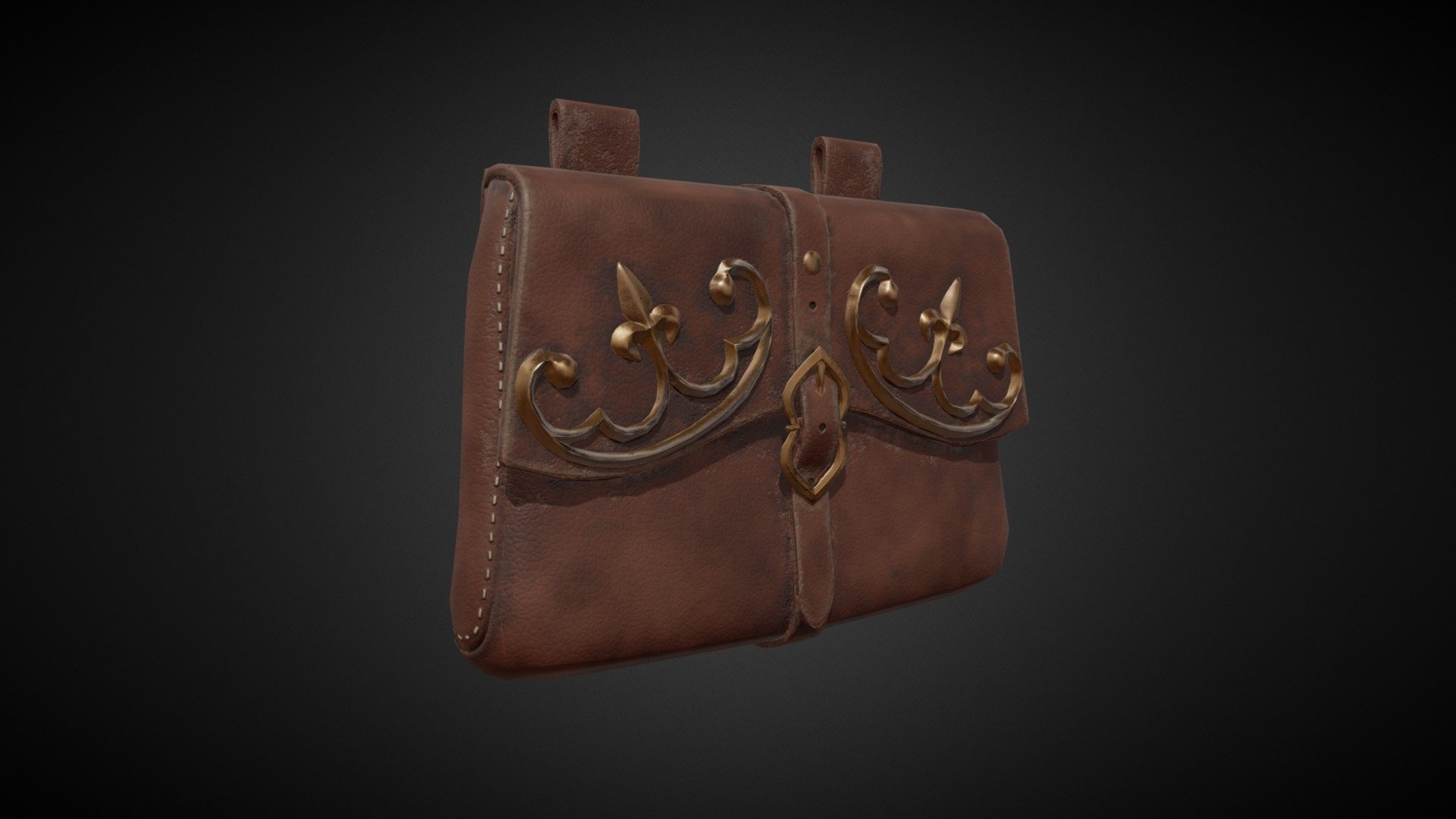 Medieval belt pouch. Modeled in blender and textured in substance painter 3d model