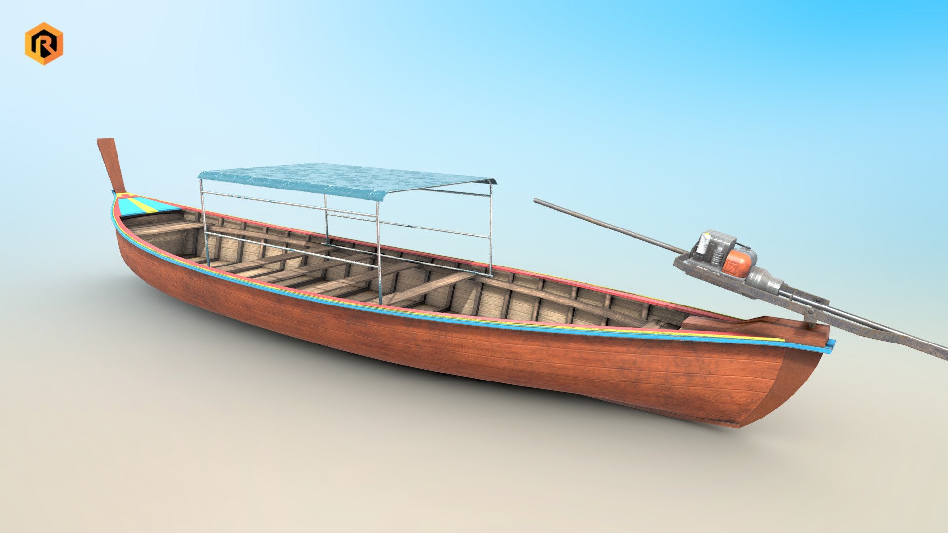 High-quality 3D low-poly PBR 3D model of Long-tail Boat.

This object is best for use in games and other real-time applications such as Unity or Unreal Engine.  It can also be rendered in Blender (ex Cycles) or Vray as the model is equipped with all required textures. We have made every effort to ensure that the model and textures are as detailed as possible and made with the greatest care.  

Technical details:  




3 PBR textures sets (Body, Engine, Roof) 

4949 Triangles

5582  Vertices

The model is divided into few 5 objects (Main Body, Roof, Engine Root, Engine Arm, Propeller)

Pivot points are correctly placed

Model scaled to approximate real world size  

All nodes, materials and textures are appropriately named

Lot of additional file formats included (Blender, Unity, UE4,  etc.)

More file formats are available in additional zip file on product page !  

Please feel free to contact me if you have any questions or need any support for this asset 3d model