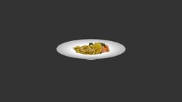 Pesto Fetucini With Salmon pasta, photogrammetry, 3dmodel