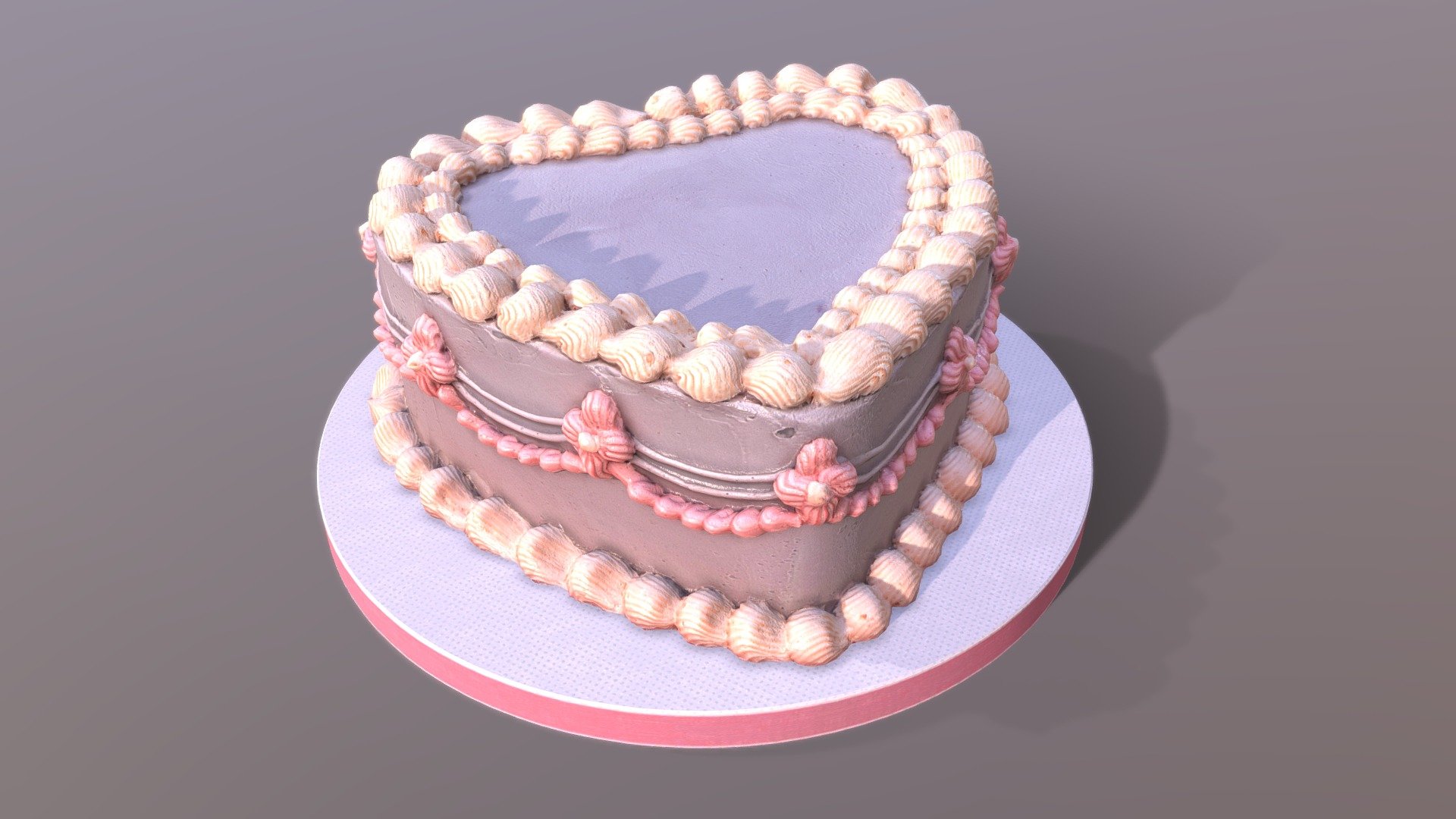 This premium Heart Shaped Gateau model was created using photogrammetry which is made by CAKESBURG Premium Cake Shop in the UK. You can purchase real cake from this link: https://cakesburg.co.uk/products/chocolate-heaven-cake?_pos=1&amp;_sid=25d1b3fb8&amp;_ss=r

Textures 4096*4096px PBR photoscan-based materials Base Color, Normal, Roughness, Specular) - Heart Gateau - Buy Royalty Free 3D model by Cakesburg Premium 3D Cake Shop (@Viscom_Cakesburg) 3d model