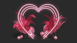 Neon Hearts mini, photo, one, plants, heart, set, event, architectural, party, decorative, color, holiday, opportunity, hearts, neon, background, tunnel, op, palms, celebration, photocall, decoration, noai