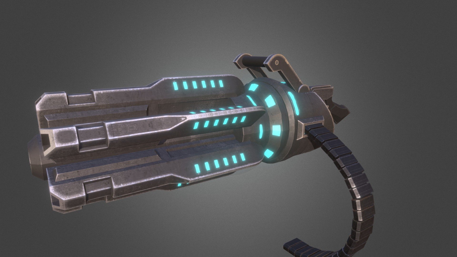 This minigun has 1k PBR Textures, is animated and ready for ingame usage. I made it with Blender and 3DCoat 3d model