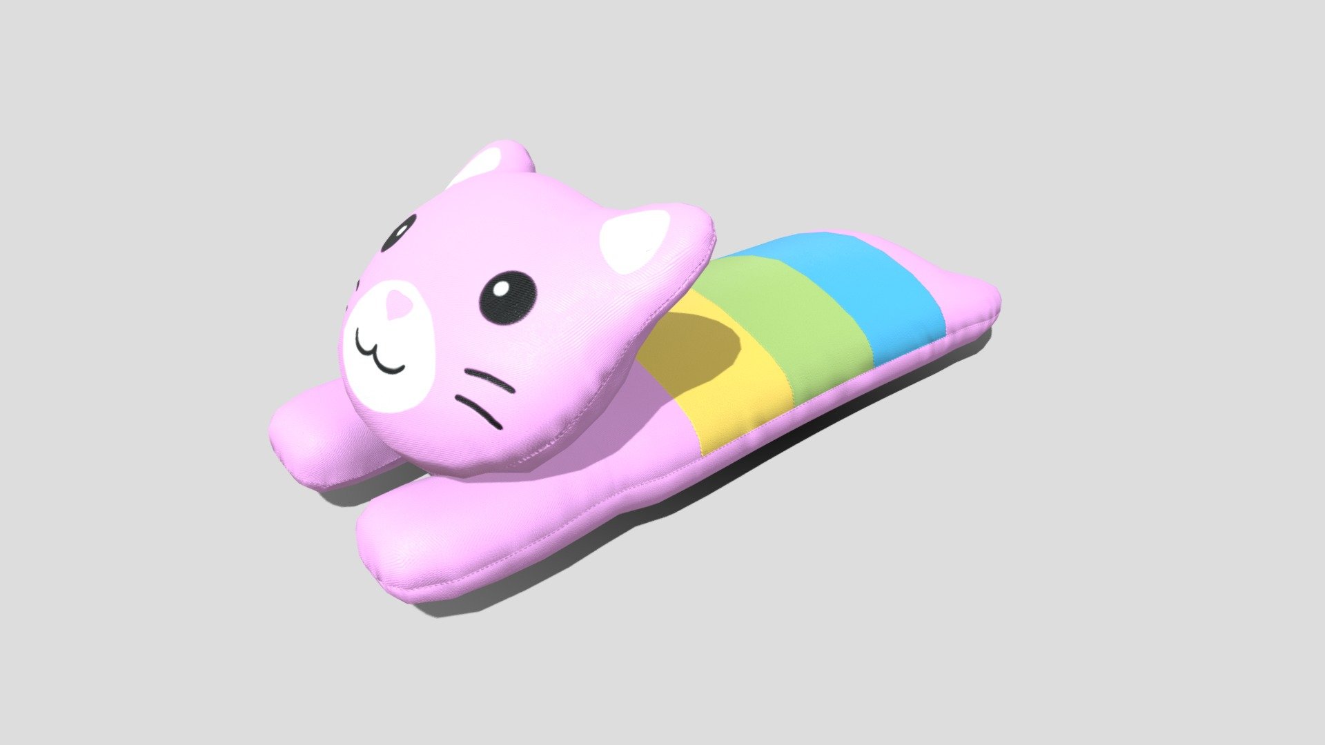 I made a character pillow using a blender program. This pillow, shaped like a cute pink cat, will be great for decorating your bed 3d model