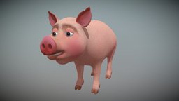 Cartoon Pig maya, photoshop, substance-painter