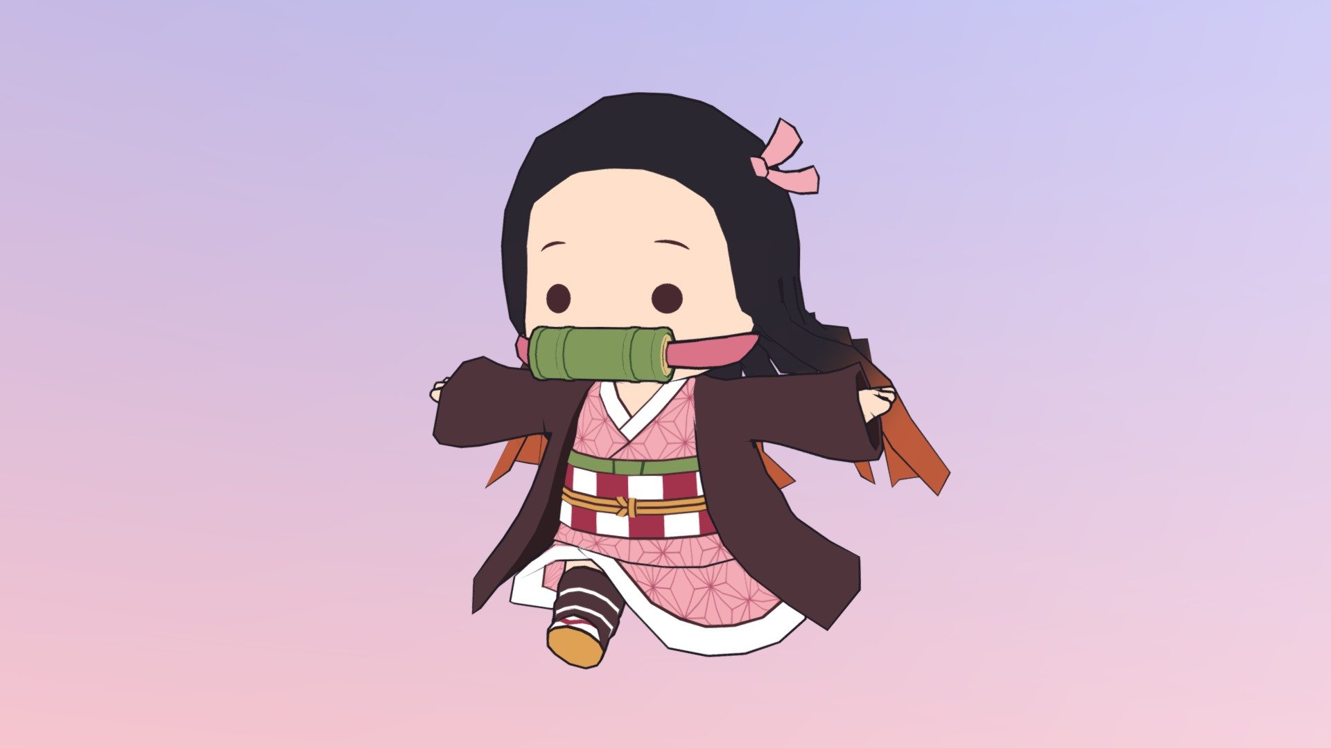 A chibi Nezuko from the anime &lsquo;Demon Slayer: Kimetsu no Yaiba', created as an avatar for VRChat. Modelled and animated in Blender 2.8

Full avatar is available to buy here: https://jinsters.booth.pm/items/1591961 - Chibi Nezuko (Kimetsu no Yaiba) - VRChat Avatar - 3D model by Jinsters 3d model