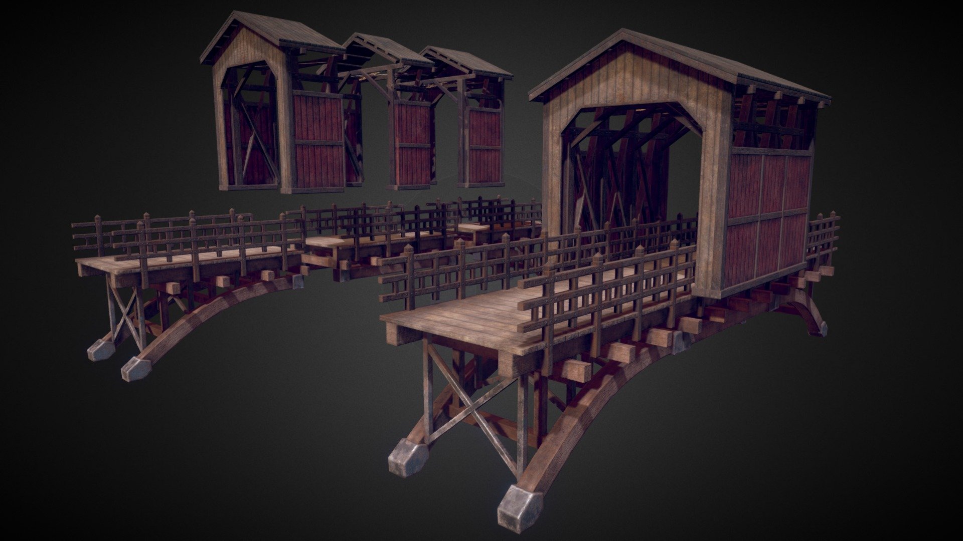 This is a preview, of modular bridge, that is awailable on my asset store profile.  Asset store link: -link removed-#!/content/71633 - Modular Bridge - Buy Royalty Free 3D model by PolySquid (@PolySquid_Studios) 3d model