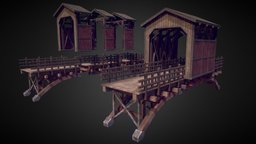 Modular Bridge medieval, skyrim, assetstore, unity, blender, blender3d, modular, bridge, environment