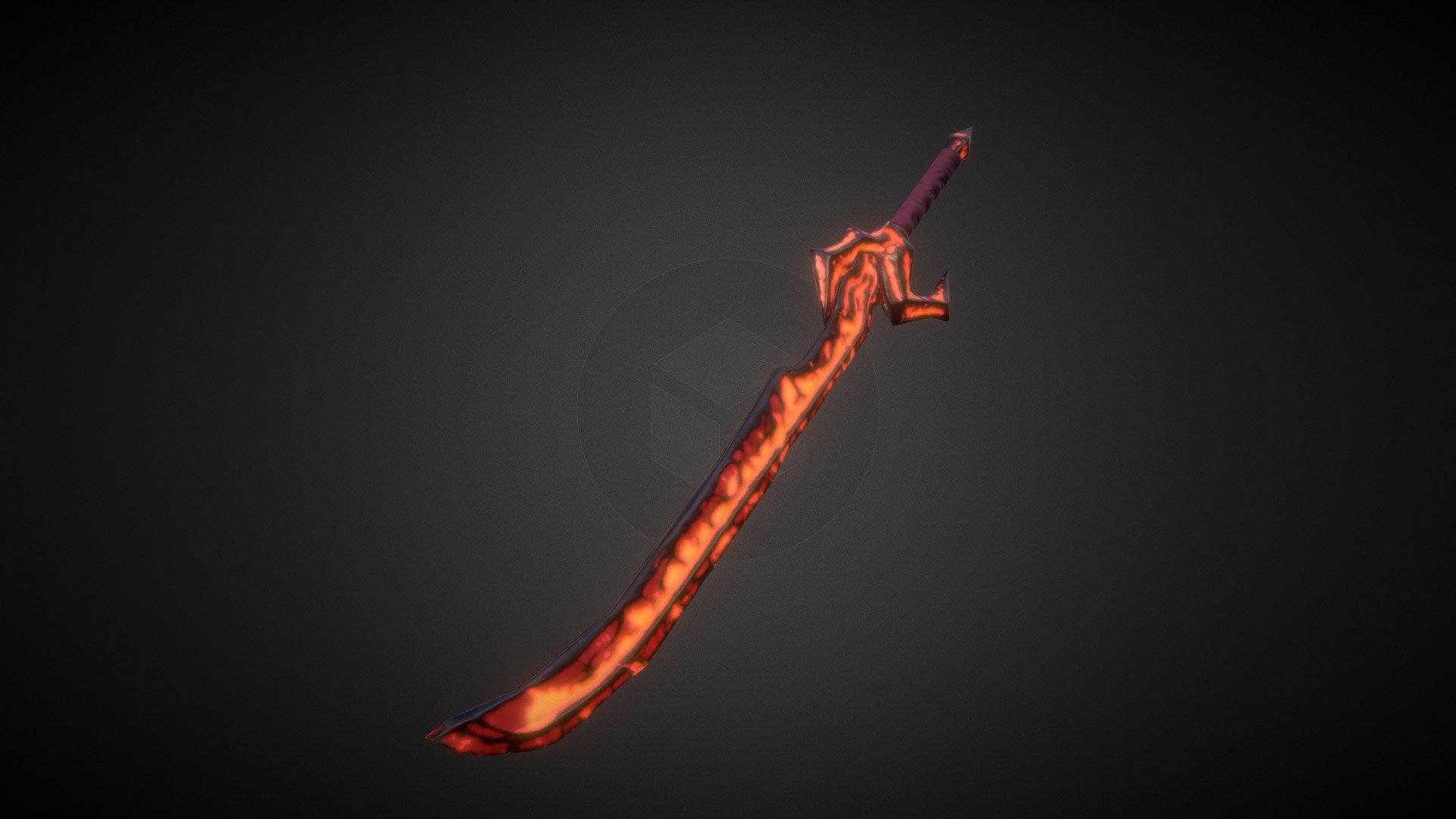 It's a flaming sword I made mostly for fun and some stylized art practice

The piece is fairly lowpoly with a &ldquo;Molten Lava
