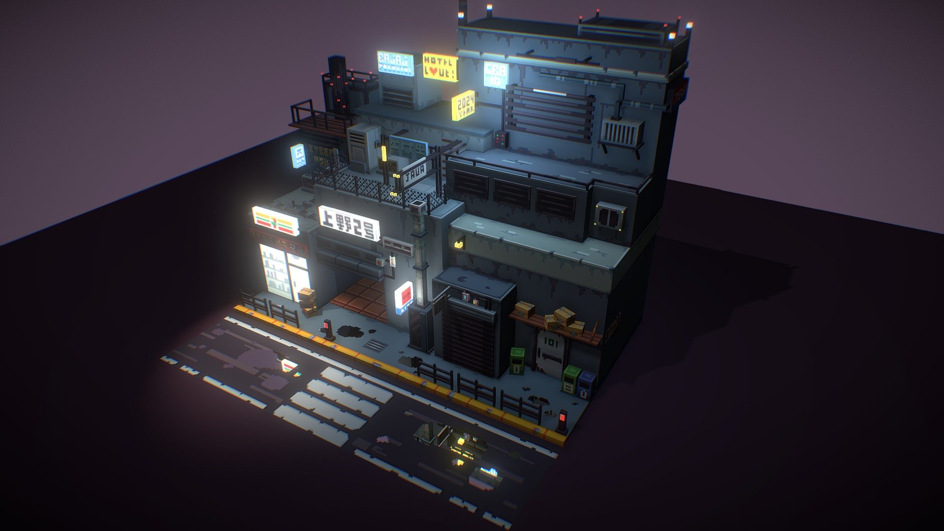 You can buy this model by writing to me in Discord - maksart - Stylized Cyberpunk - A Street in Tokyo - 3D model by Maks - Art (@maksart1) 3d model